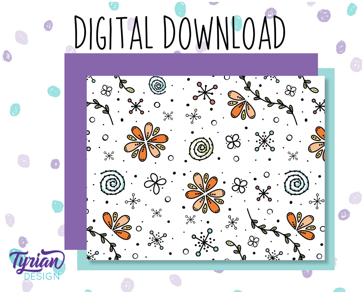 Digital Paper - Doodle Pattern - Printable letter size, Black and white or color - Both files included