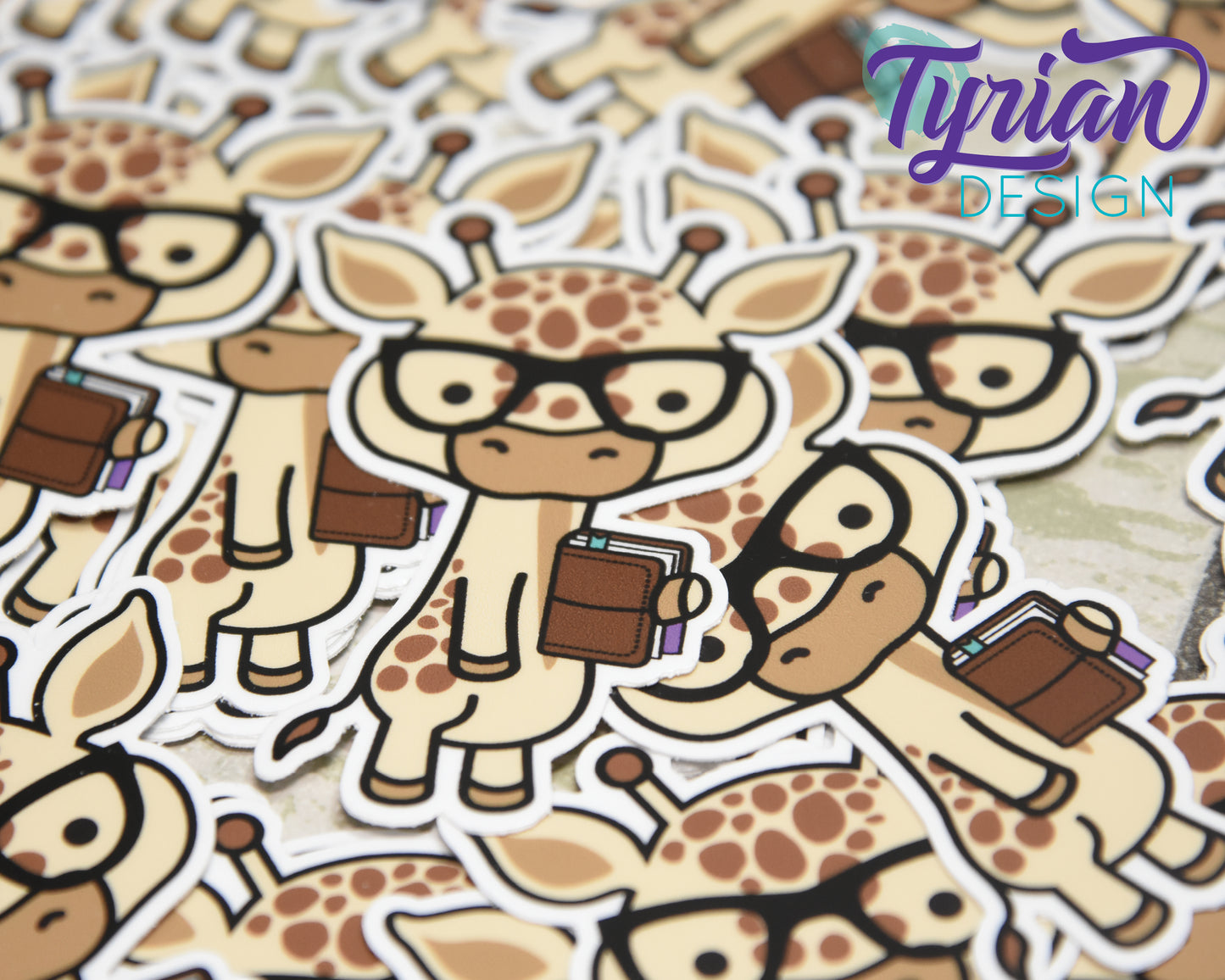 Nerd Giraffe with Planner Vinyl Sticker | Norman Sticker | Weatherproof Vinyl | 2.25x3" die cut | laptop sticker, journal sticker, tumbler sticker | Emo Love (Copy)