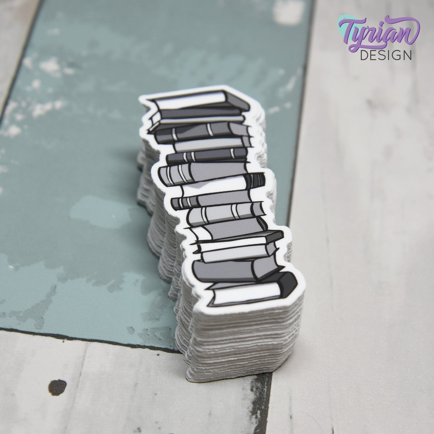 Book Stack Vinyl Sticker | Journal Stack | |Black & White | High quality weather proof vinyl | 1.25x3 inches