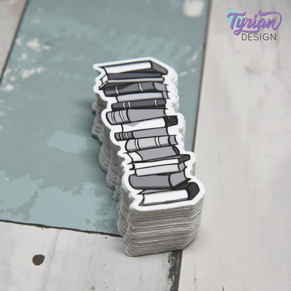 Book Stack Vinyl Sticker | Journal Stack | |Black & White | High quality weather proof vinyl | 1.25x3 inches