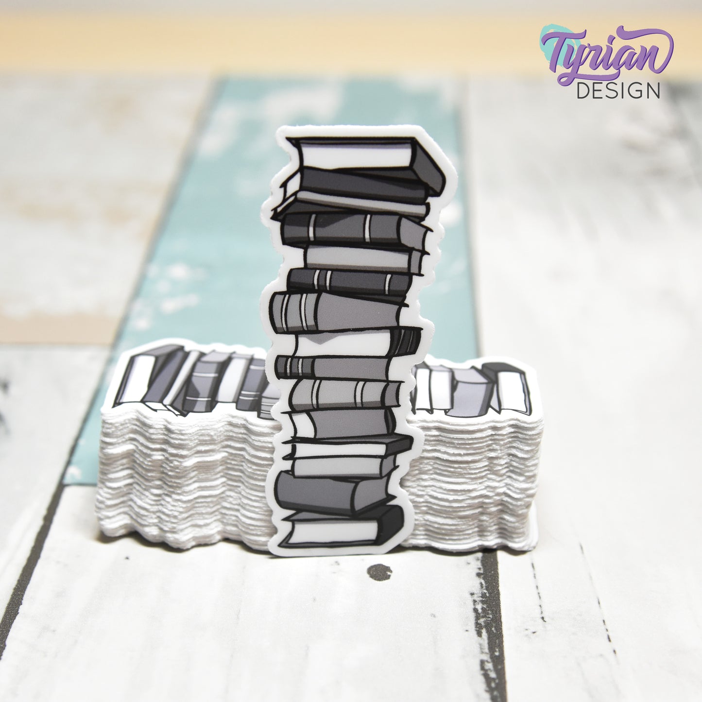 Book Stack Vinyl Sticker | Journal Stack | |Black & White | High quality weather proof vinyl | 1.25x3 inches