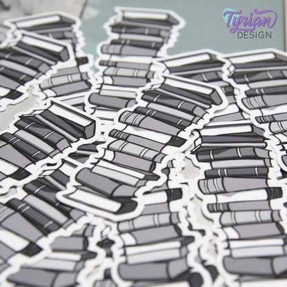 Book Stack Vinyl Sticker | Journal Stack | |Black & White | High quality weather proof vinyl | 1.25x3 inches