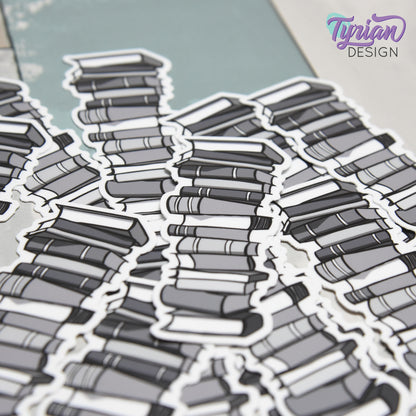 Book Stack Vinyl Sticker | Journal Stack | |Black & White | High quality weather proof vinyl | 1.25x3 inches