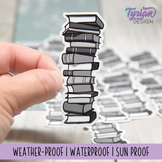Book Stack Vinyl Sticker | Journal Stack | |Black & White | High quality weather proof vinyl | 1.25x3 inches