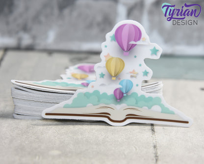 Open Book Vinyl Sticker | Let your imagination take you on the journey | Sticker is high quality weather proof vinyl | 3x2.25 inches