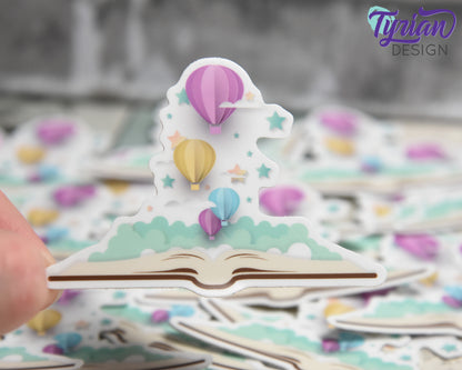 Open Book Vinyl Sticker | Let your imagination take you on the journey | Sticker is high quality weather proof vinyl | 3x2.25 inches