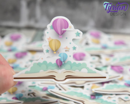 Open Book Vinyl Sticker | Let your imagination take you on the journey | Sticker is high quality weather proof vinyl | 3x2.25 inches