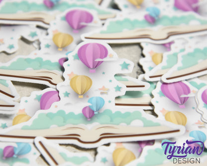 Open Book Vinyl Sticker | Let your imagination take you on the journey | Sticker is high quality weather proof vinyl | 3x2.25 inches
