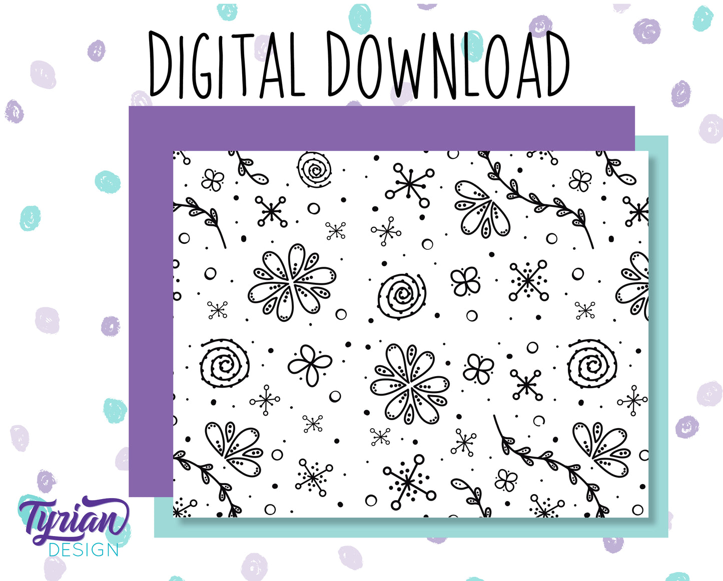 Digital Paper - Doodle Pattern - Printable letter size, Black and white or color - Both files included