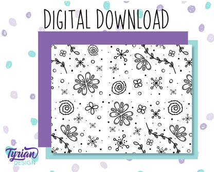 Digital Paper - Doodle Pattern - Printable letter size, Black and white or color - Both files included