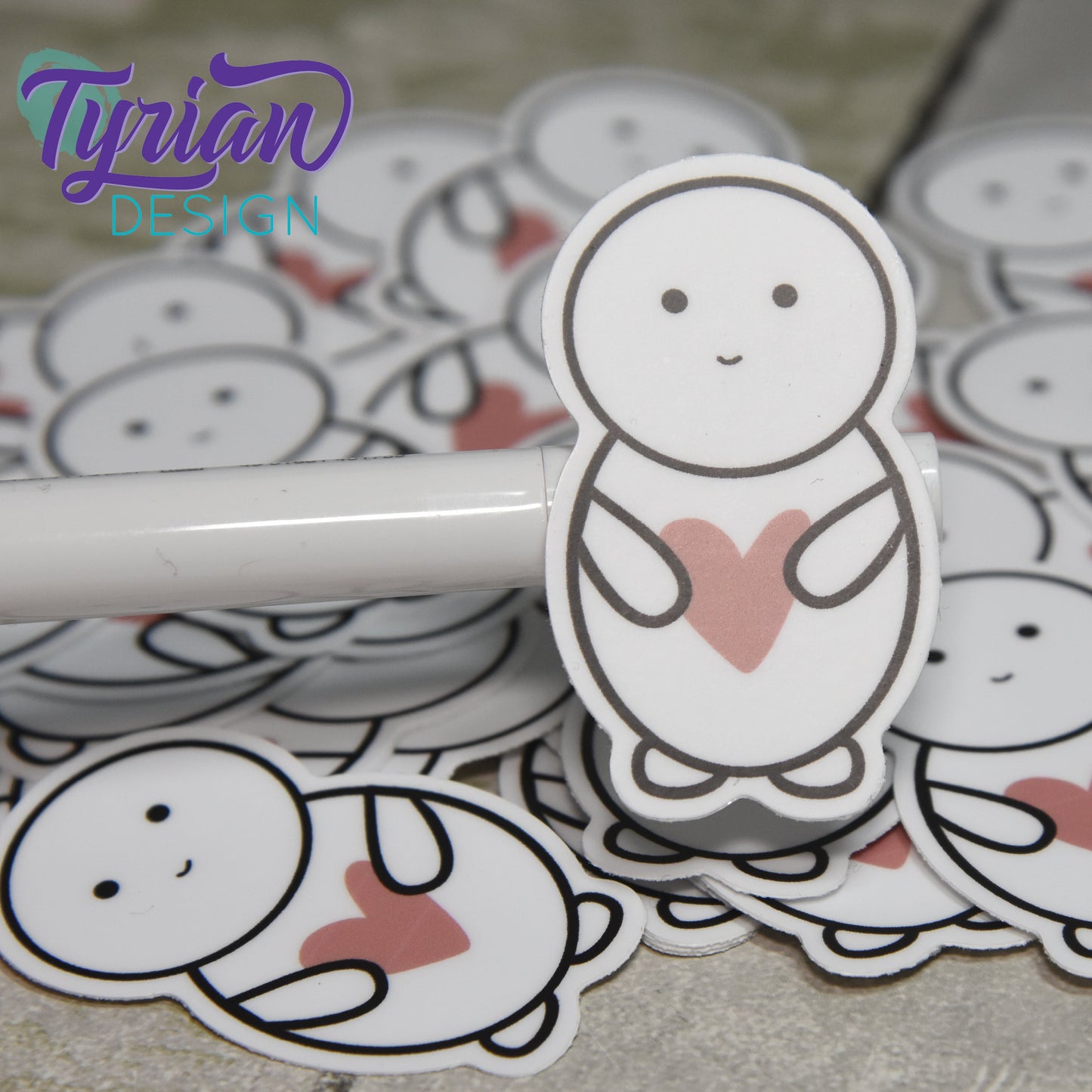 Emoji Love | Emoji character with heart | Weatherproof Vinyl | 2" die cut |  laptop sticker, journal sticker, tumbler sticker | Emo Love