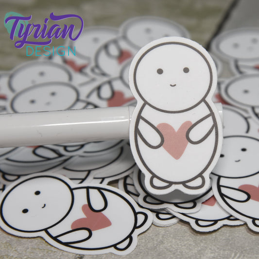 Emoji Love | Emoji character with heart | Weatherproof Vinyl | 2" die cut |  laptop sticker, journal sticker, tumbler sticker | Emo Love