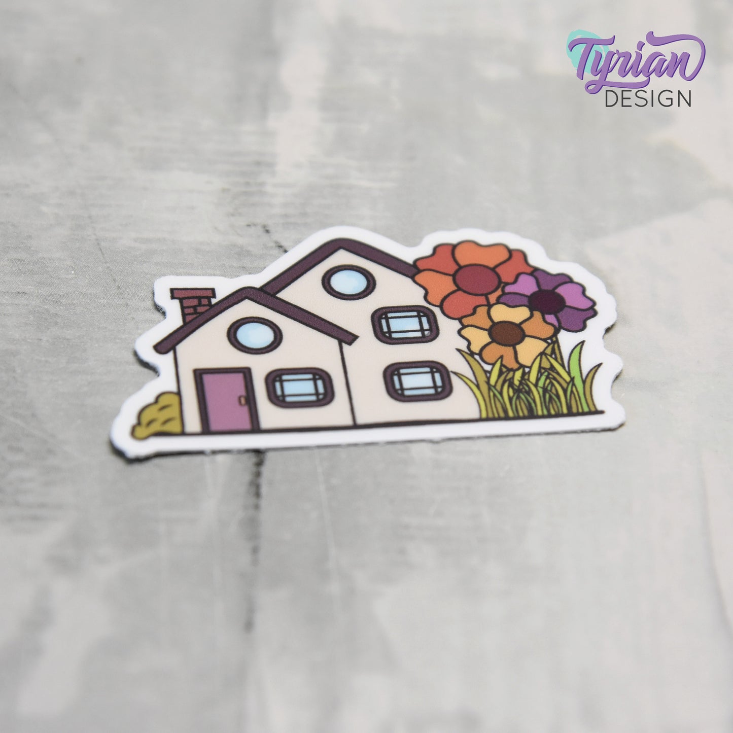 Fall Flower House Vinyl Sticker | High quality weather proof vinyl | 2" x 1.22" | House Sticker| Little House sticker | Tumbler Sticker