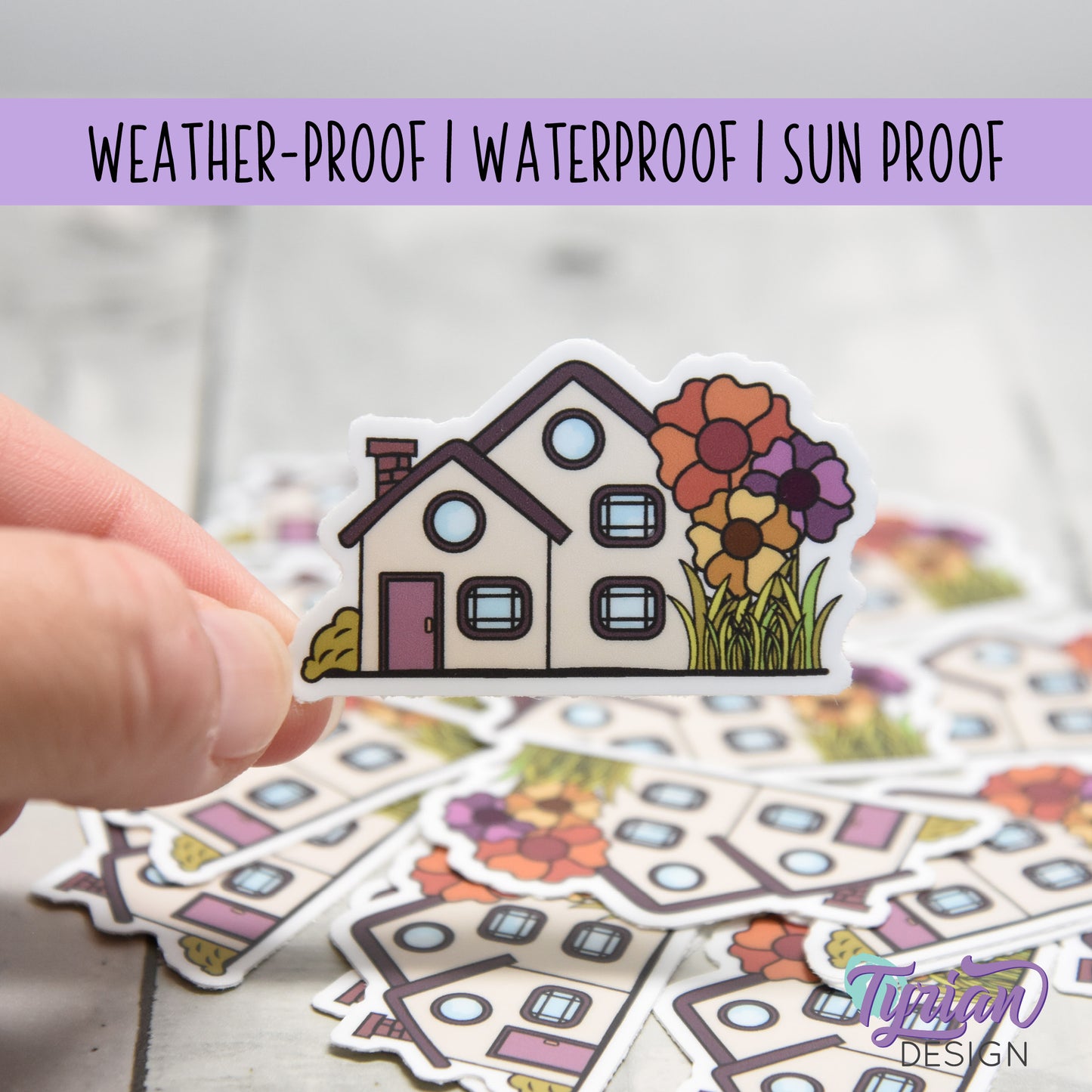 Fall Flower House Vinyl Sticker | High quality weather proof vinyl | 2" x 1.22" | House Sticker| Little House sticker | Tumbler Sticker