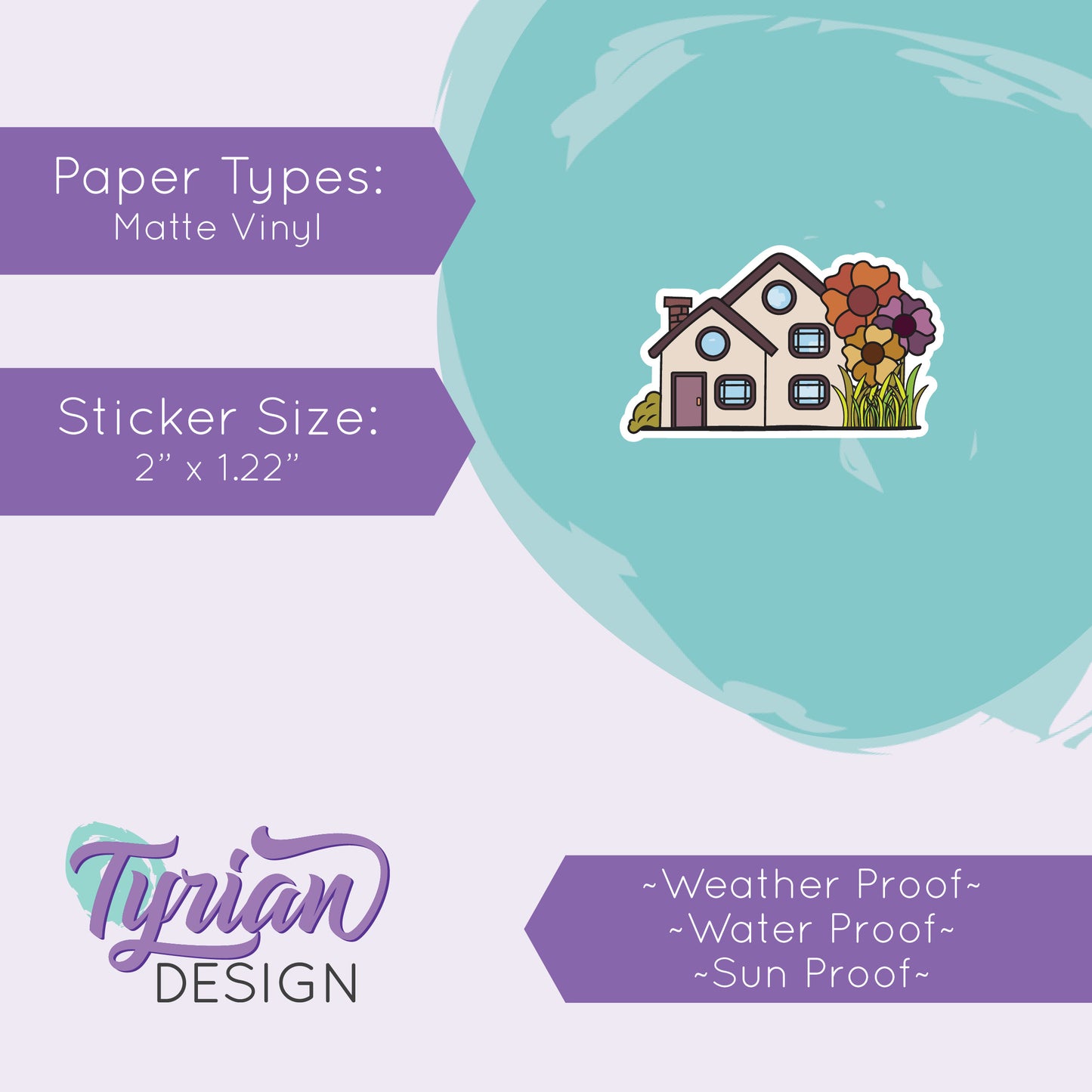 Fall Flower House Vinyl Sticker | High quality weather proof vinyl | 2" x 1.22" | House Sticker| Little House sticker | Tumbler Sticker