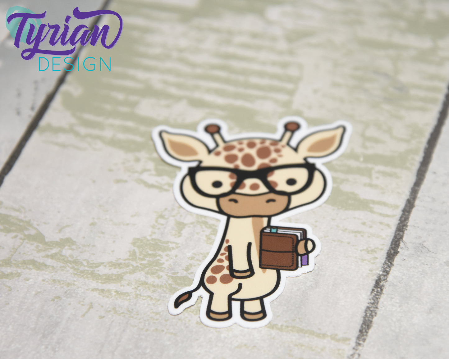 Nerd Giraffe with Planner Vinyl Sticker | Norman Sticker | Weatherproof Vinyl |  2.25x3" die cut |  laptop sticker, journal sticker, tumbler sticker | Emo Love (Copy)