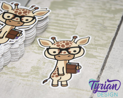 Nerd Giraffe with Planner Vinyl Sticker | Norman Sticker | Weatherproof Vinyl |  2.25x3" die cut |  laptop sticker, journal sticker, tumbler sticker | Emo Love (Copy)