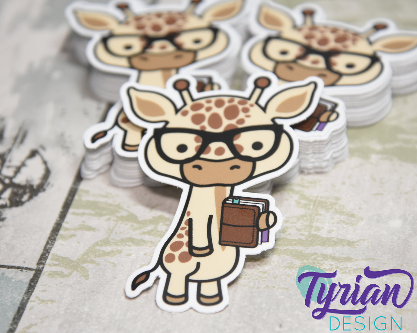 Nerd Giraffe with Planner Vinyl Sticker | Norman Sticker | Weatherproof Vinyl |  2.25x3" die cut |  laptop sticker, journal sticker, tumbler sticker | Emo Love (Copy)