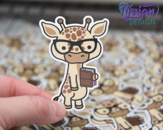 Nerd Giraffe with Planner Vinyl Sticker | Norman Sticker | Weatherproof Vinyl |  2.25x3" die cut |  laptop sticker, journal sticker, tumbler sticker | Emo Love (Copy)