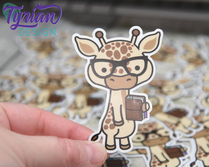 Nerd Giraffe with Planner Vinyl Sticker | Norman Sticker | Weatherproof Vinyl |  2.25x3" die cut |  laptop sticker, journal sticker, tumbler sticker | Emo Love (Copy)