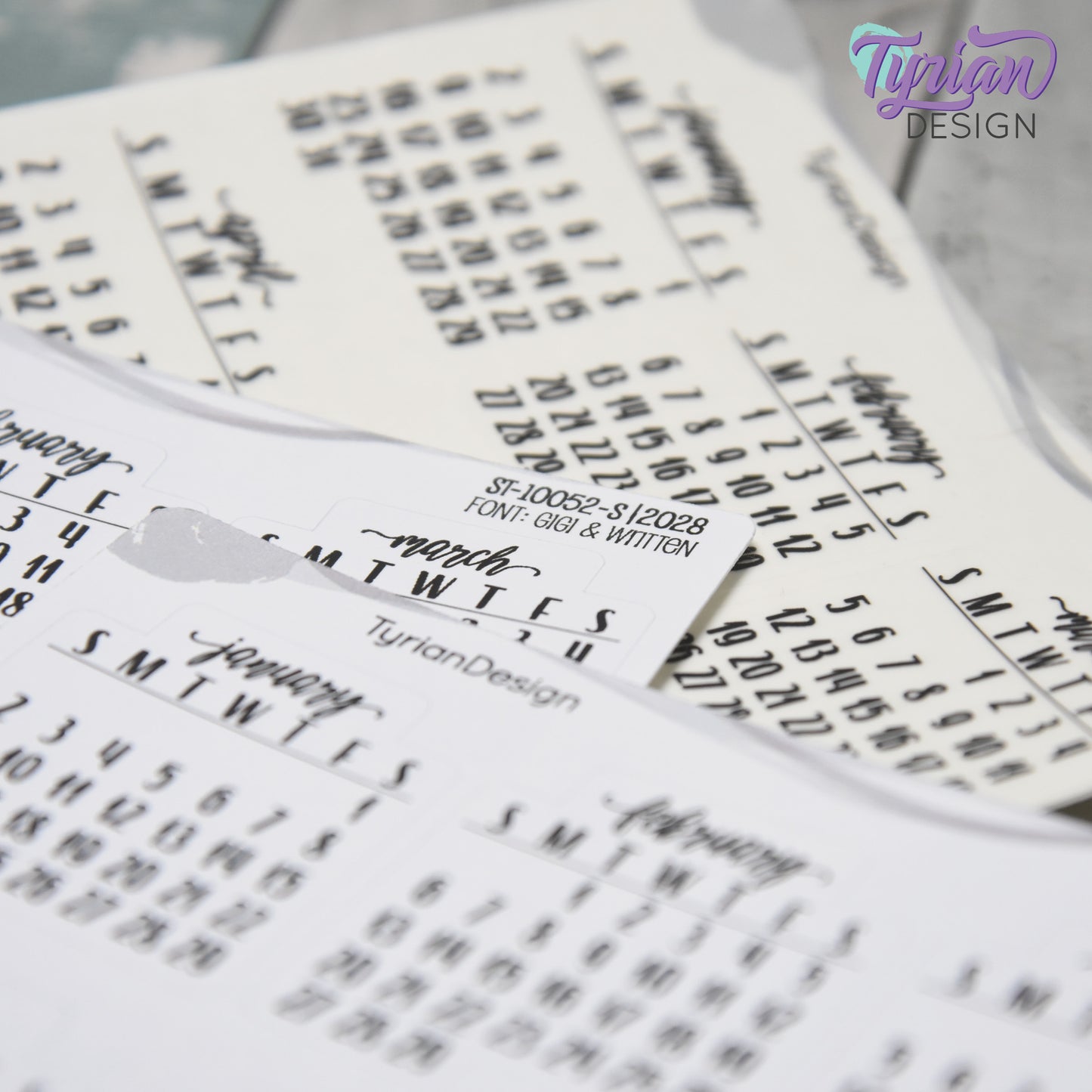 Small Monthly Stickers (Sunday Start) January - December 2025, 2026, 2027, 2028, 2029, 2030