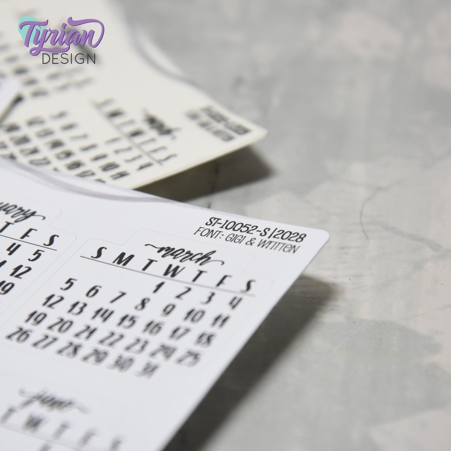 Small Monthly Stickers (Sunday Start) January - December 2025, 2026, 2027, 2028, 2029, 2030